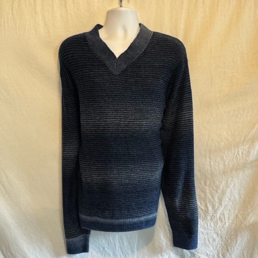 A-187 Men’s‎ Geoffrey Beene Blue & Gray Long Sleeve Pullover Sweater Size XXL